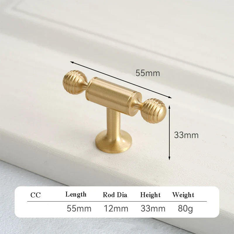 Satin Brushed Gold Brass Cabinet Handles – Modern Wardrobe and Drawer Knobs with French Style 2040-050 Handles