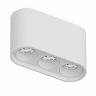 White linear surface-mounted LED ceiling spotlight with three adjustable spotlights