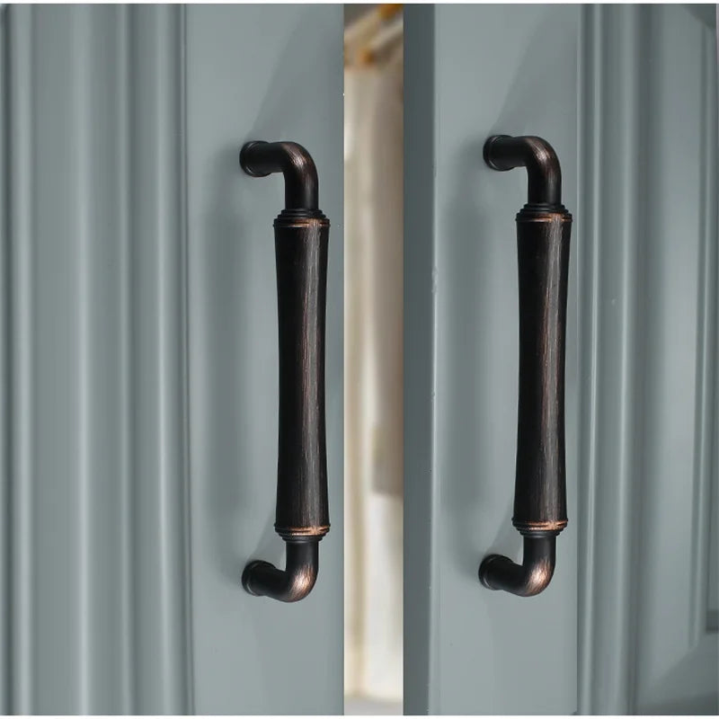 Retro Bronze and Black-Red Cabinet Handles - Nordic Square Zinc Alloy Pulls for Wardrobes and Furniture Handles