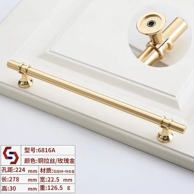 Modern T-Bar Cabinet Knobs and Handles – Sleek and Decorative Design Gold drawing 224 Handles