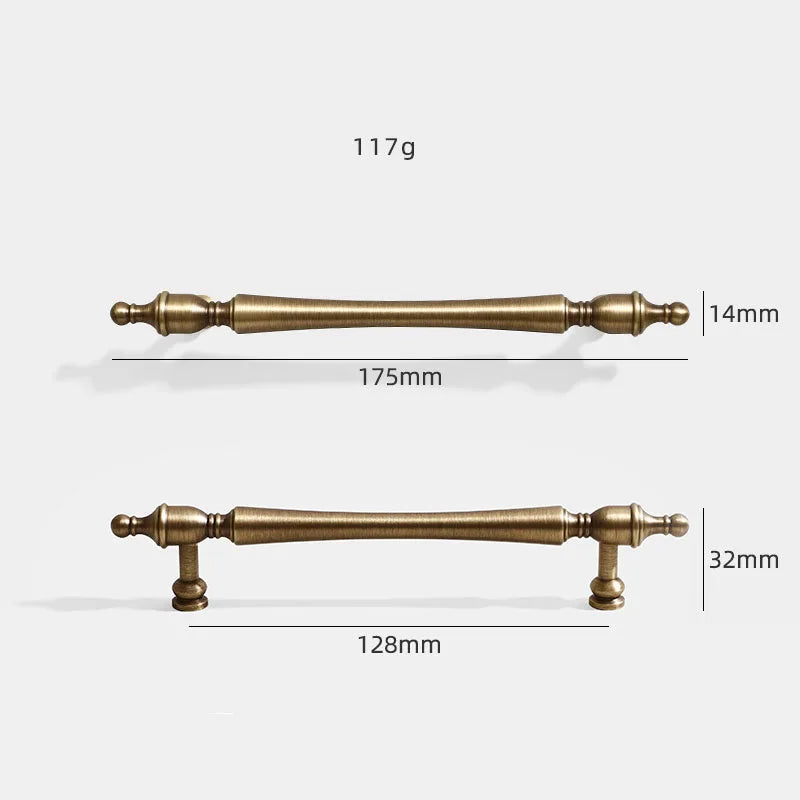 Antique American Brass Cabinet Handle – Bronzed Wardrobe Pull Bar and Drawer Knob 175mm bar Handles