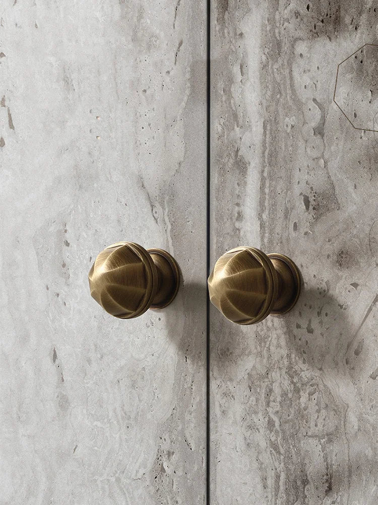 Solid Brass Octagonal Cabinet Knobs – Antique Gold Drawer and Wardrobe Handles knob