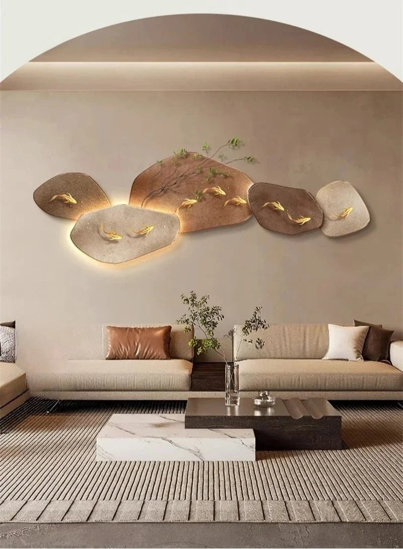 Dlight Decor 3D Nine Fish Wall Lamp Mural Art Wall Art