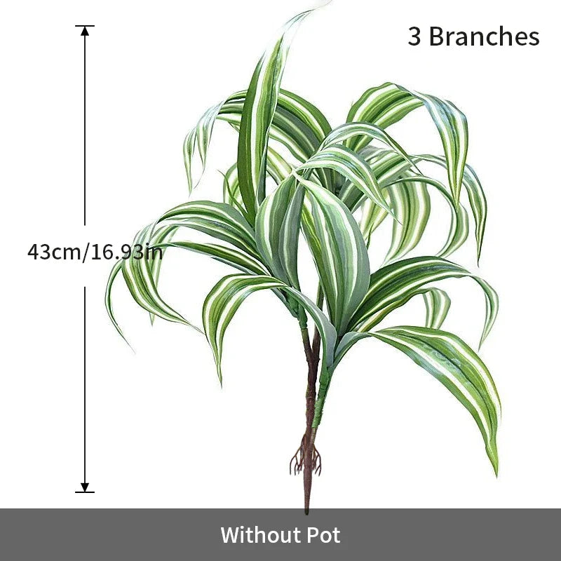 Dlight Decor 43cm Dracaena Air Grass Branch with Bamboo Leaves for Desktop Decor 43cm White