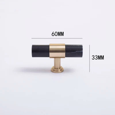 Natural Marble and Crystal T-Bar Cabinet Handles – Modern Brass Knobs for Kitchen Dresser and Furniture Pulls