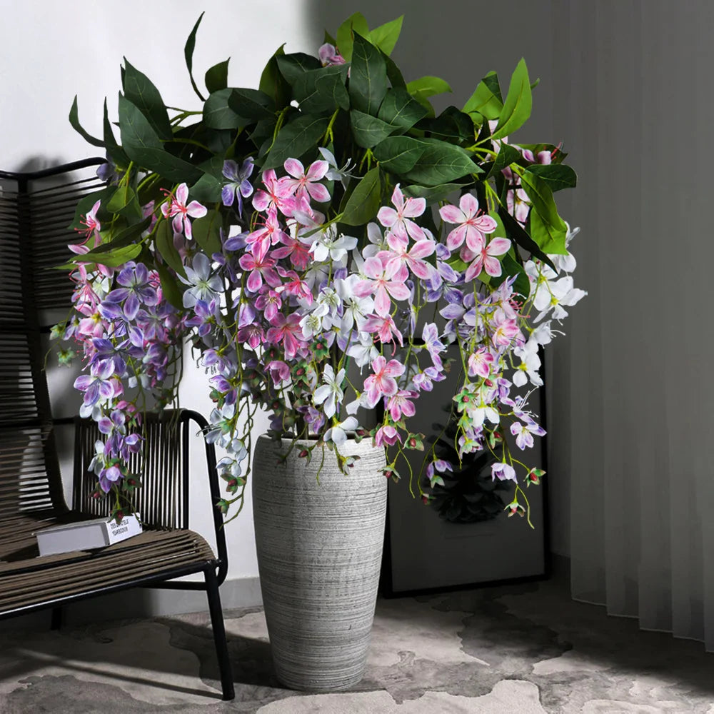 Dlight Decor 95cm Hanging Jasmine Bouquet with Tropical Begonia Flowers