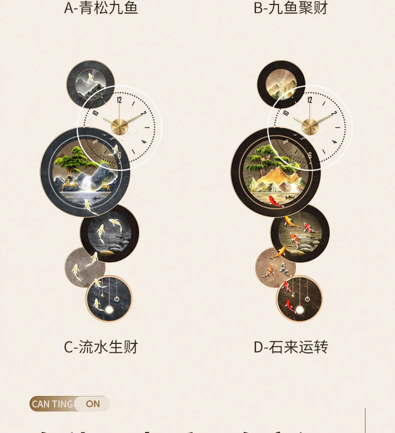 Dlight Decor Nine Fish Clock Wall Light Mural Wall Art