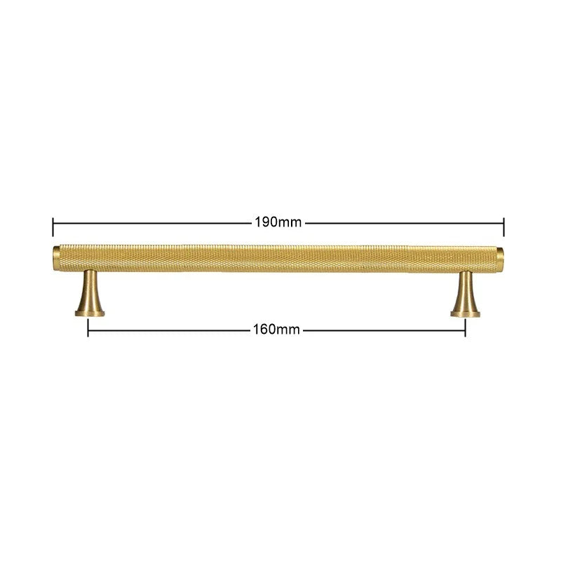 Gold Brass Handle with Plate – Knurled Cabinet Knobs and Modern Furniture Pulls TS-9009-G190 Handles