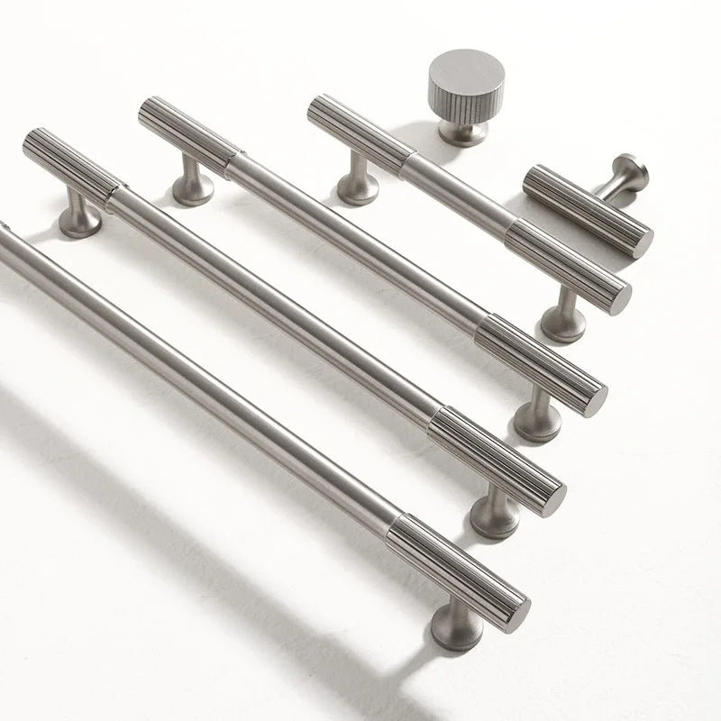 Solid Brass Vertical Linear Cabinet Knobs – Long Drawer Handles for Kitchen Wardrobe and Wooden Doors 9012-Nickel