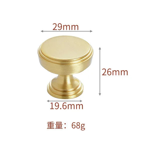Modern Pure Brass Cabinet Handles - Single Hole Brushed Gold Drawer Knobs for Kitchen and Wardrobes 11 Knonbs