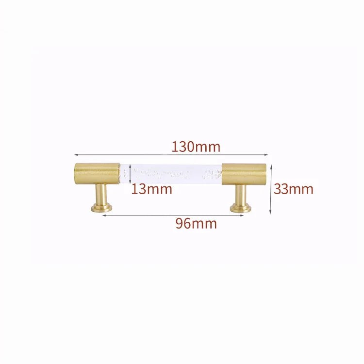 Transparent Acrylic Furniture Handles – Brass Cabinet Pulls and Wardrobe Knobs bubble 130mm Handles