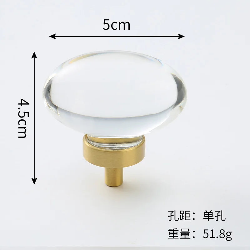 Brass Crystal Cupboard Cabinet Handle Kitchen Drawer Knobs Light Luxury Furniture Hardware Transparent Handle Home