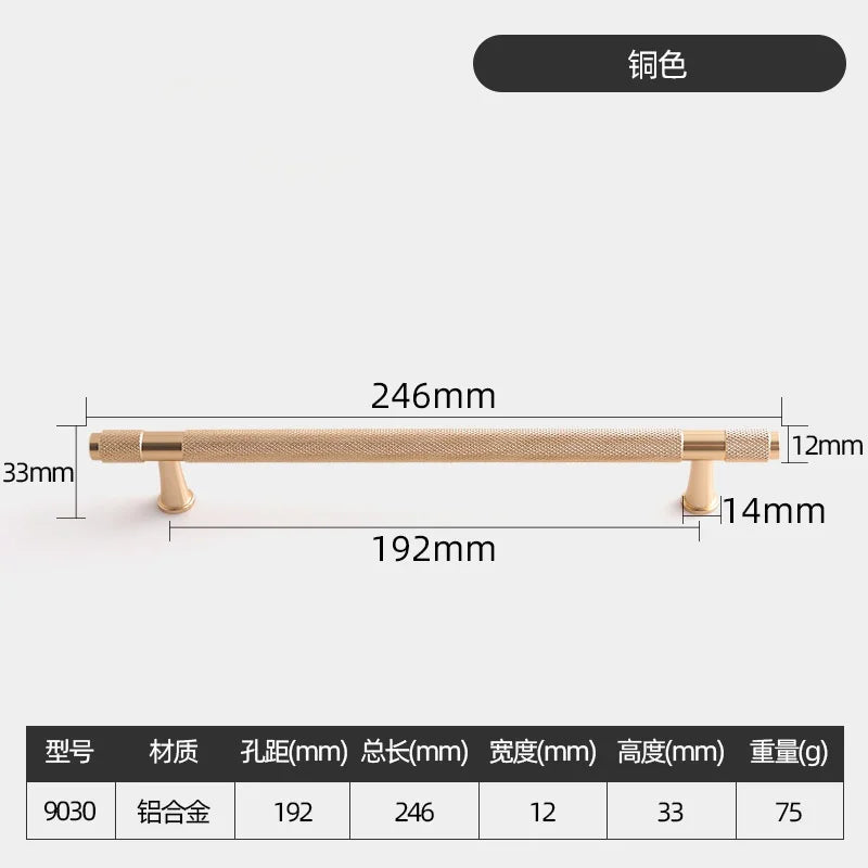 Black and Gold Knurled Cabinet Handles – Modern Cupboard Drawer Pulls for Kitchen and Wardrobe Gold 192mm Handles