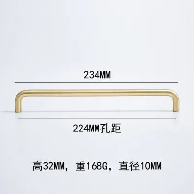 Solid Brass Cabinet Handles - Modern Golden Drawer Pulls for Dresser Wardrobe and Kitchen Cupboards Golden 224mm