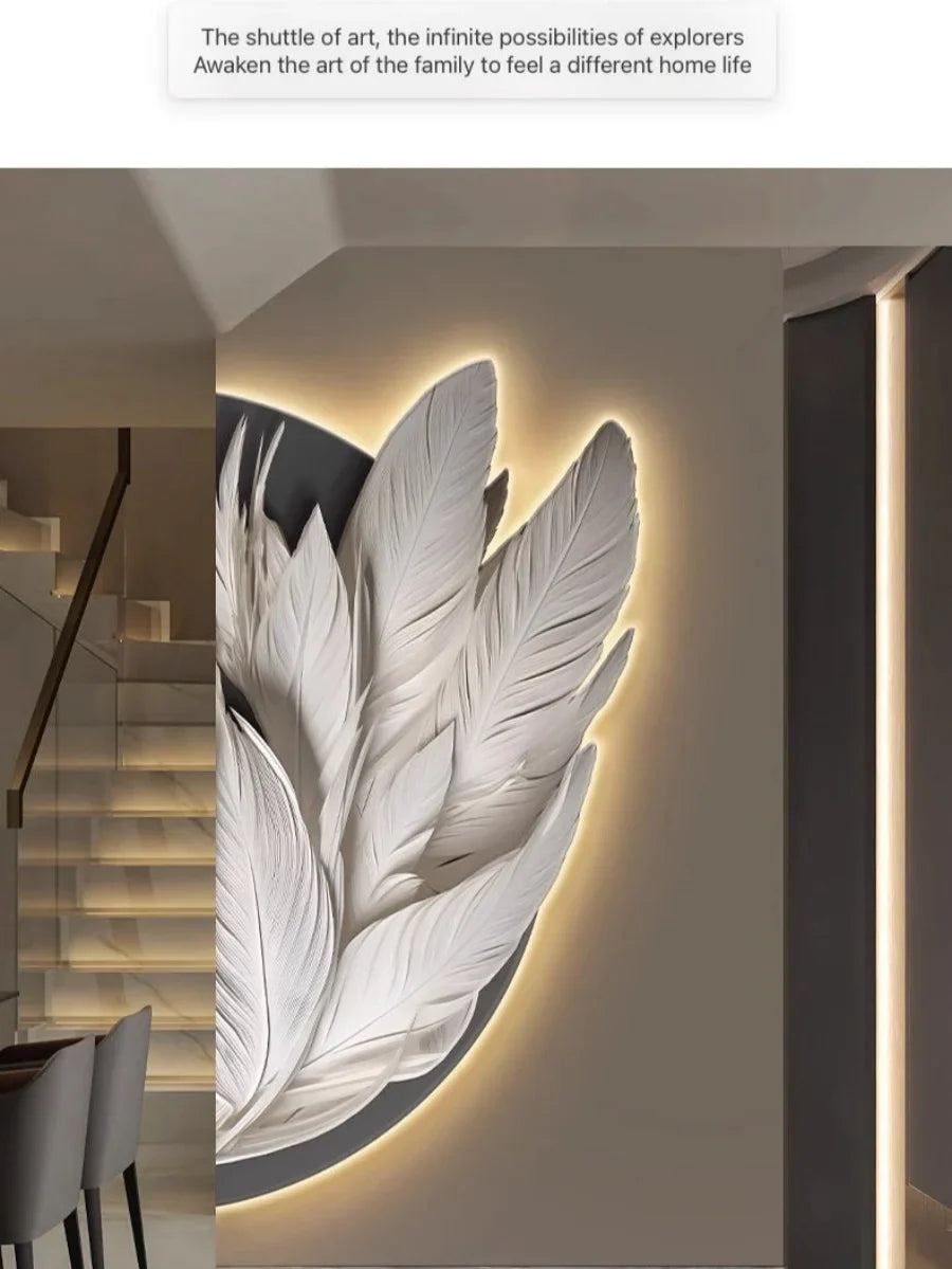 Dlight Decor Feather Mural LED Light for Entry Walls Wall Art