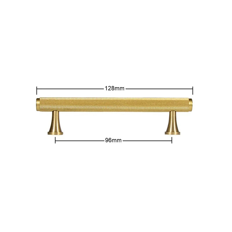 Gold Brass Handle with Plate – Knurled Cabinet Knobs and Modern Furniture Pulls TS-9009-G130 Handles