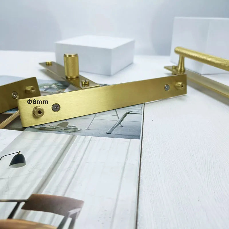 Gold Brass Handle with Plate – Knurled Cabinet Knobs and Modern Furniture Pulls Handles