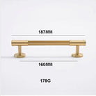 Gold Brass Vertical Linear Cabinet Handles – American-Style Wardrobe and Bar Pulls 187mm Handles