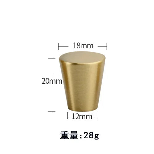 Modern Pure Brass Cabinet Handles - Single Hole Brushed Gold Drawer Knobs for Kitchen and Wardrobes 2-middle Knonbs