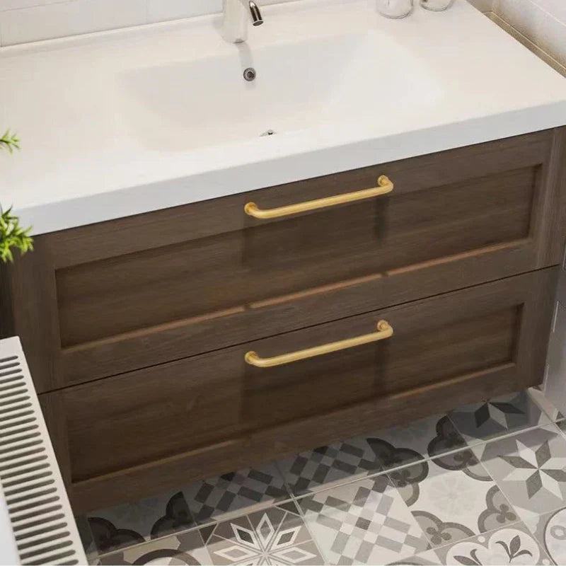 Solid Brass Cabinet Handles - Modern Golden Drawer Pulls for Dresser Wardrobe and Kitchen Cupboards