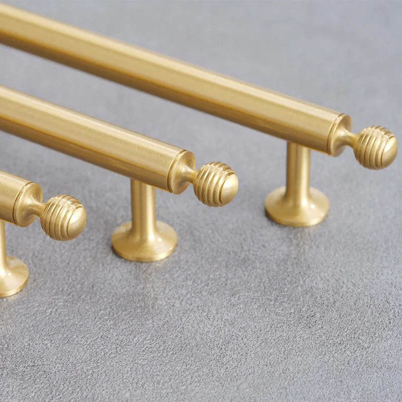 Satin Brushed Gold Brass Cabinet Handles – Modern Wardrobe and Drawer Knobs with French Style Handles