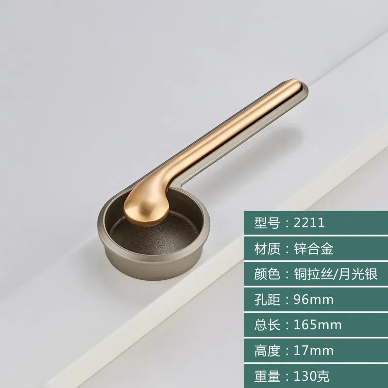 Modern Minimalist Zinc Alloy Cabinet Door Handle 96-Copper Silver Handles