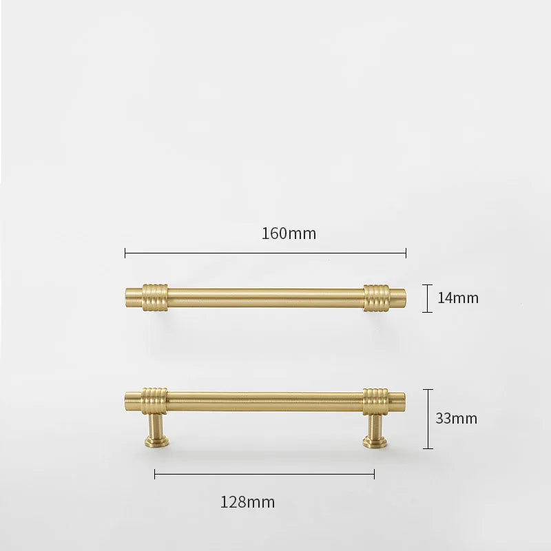 Satin Gold Furniture Handle – Solid Brass Cabinet Knobs and Drawer Pulls (50mm-358mm) 160mm length Handles