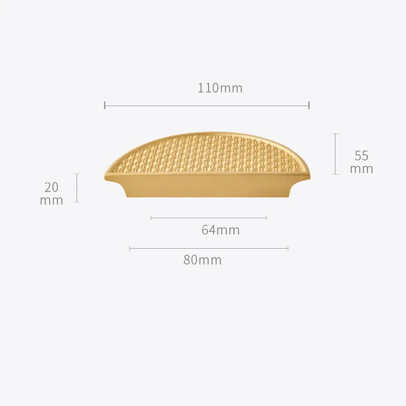 Gold Round Brass Cabinet Handles – Textured Braided Pattern Pulls for Wardrobes Bookcases and Wine Cabinets 1 pair 4.3