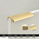 Long Hidden Brass Handle Invisible Solid Brass Pull for Kitchen Cabinet Gold Drawer Knobs Furniture Door Handles length