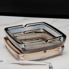 Dlight Decor Classic Square Crystal Glass Ashtray Transparent Smoke Tray for Home Bar & Office
