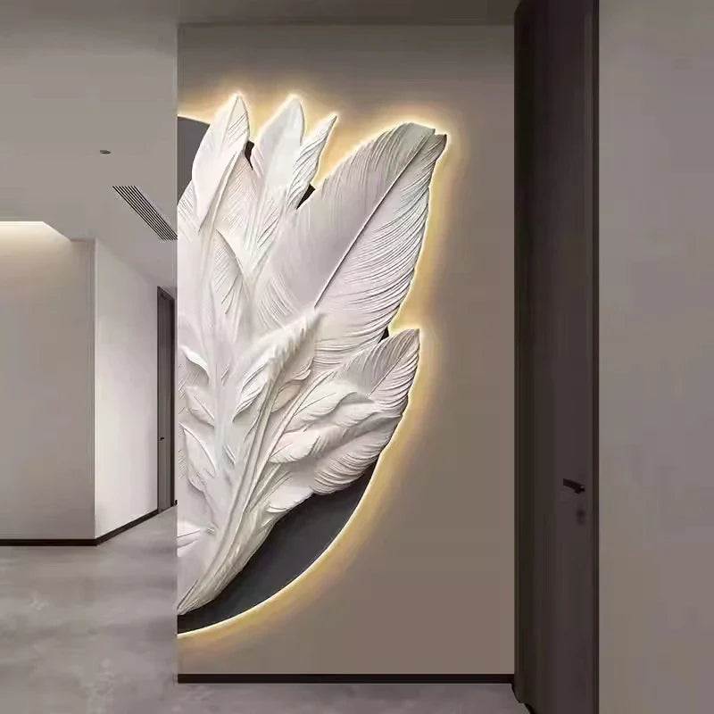 Dlight Decor Feather Mural LED Light for Entry Walls Wall Art