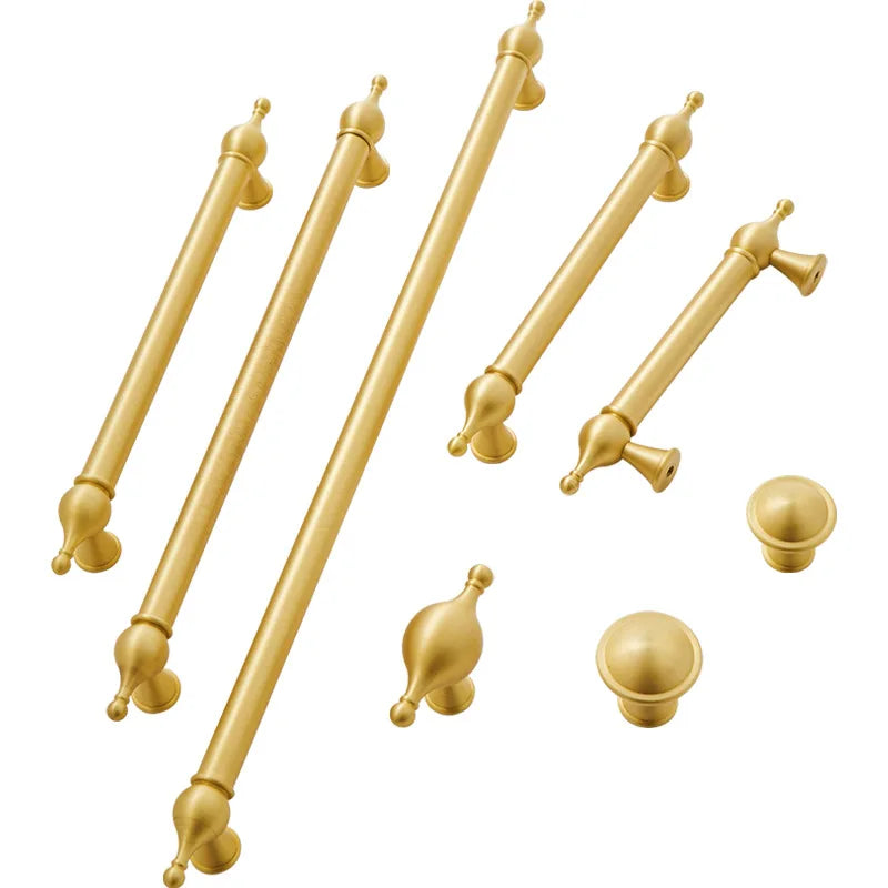 Satin Brass Cabinet Handles – Modern Ball Design Wardrobe Knobs and Drawer Pulls (French Style) Handles