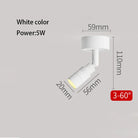 White adjustable LED zoom spotlight, 5W surface-mounted, tilting track head
