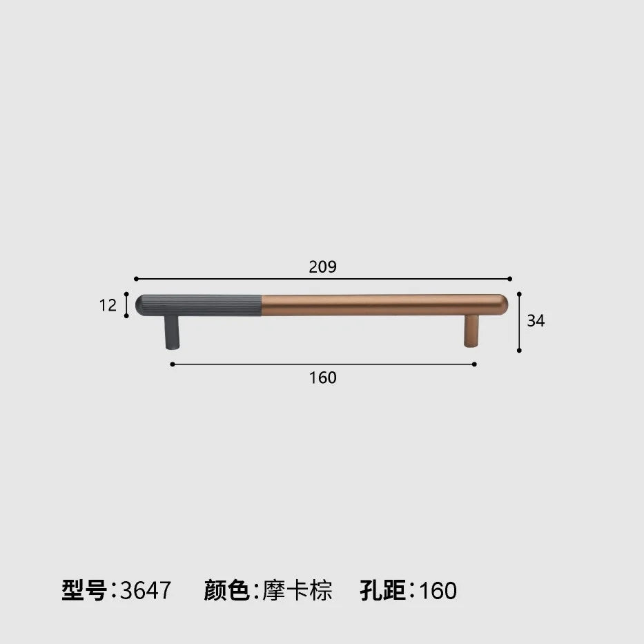 Dual tone Long Kitchen Cabinet Handles – Multicolor Wardrobe and Drawer Knobs Gray brown 160mm Handles
