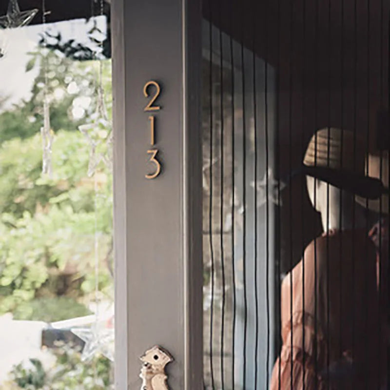 Gold Brass House Numbers – Decorative Wall Address Signs (5cm & 8cm) Brass Letters