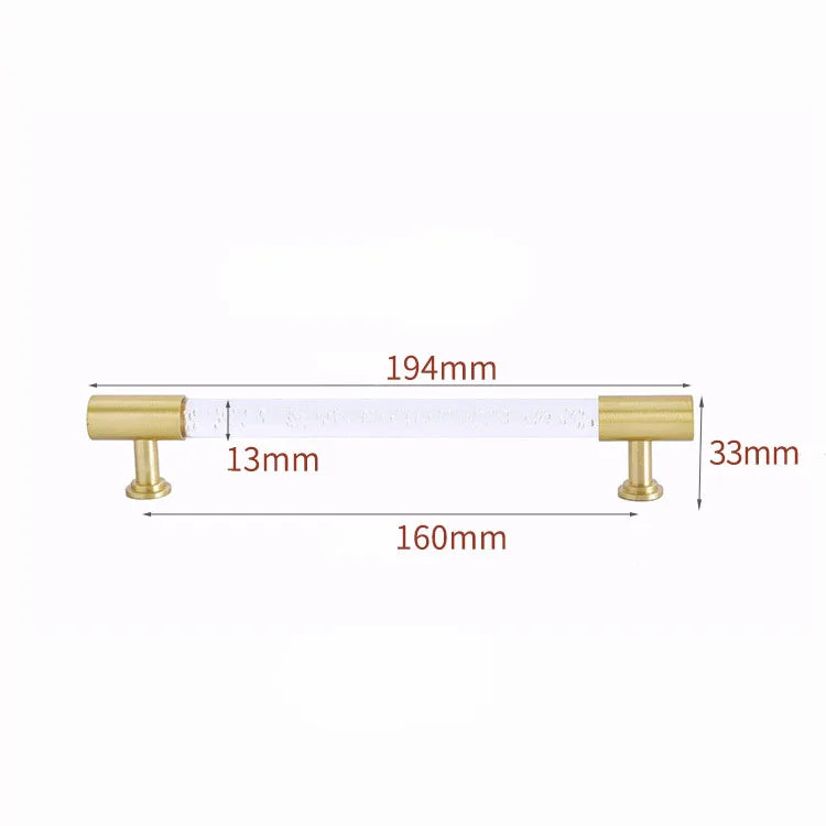 Transparent Acrylic Furniture Handles – Brass Cabinet Pulls and Wardrobe Knobs bubble 194mm Handles