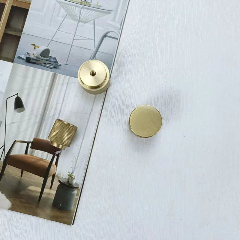 Knurled Gold Brass Cabinet Knobs – Drawer Knobs and Wardrobe Handles for Kitchen and Furniture Knob
