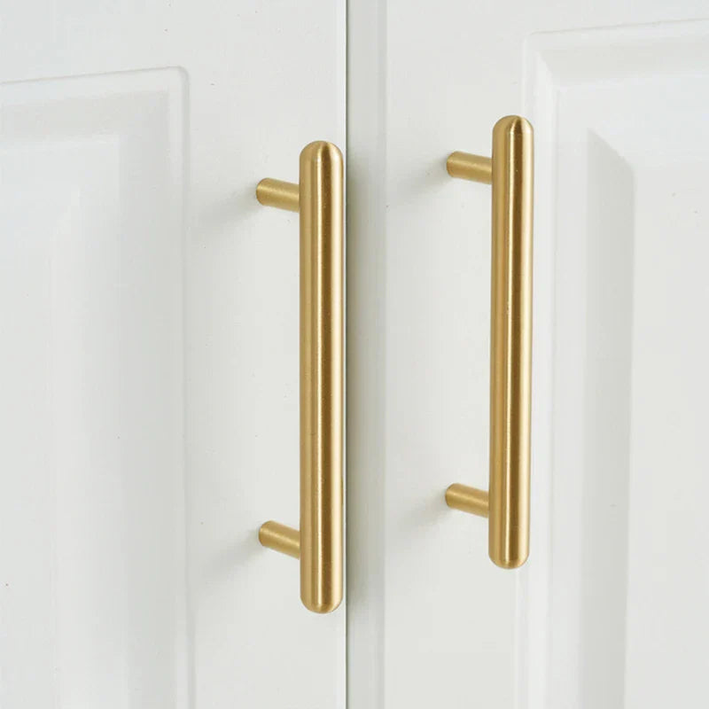 Satin Gold Brass Wardrobe Handles – Modern Drawer Knobs and Cabinet Bar Pulls (50mm-260mm) Handles