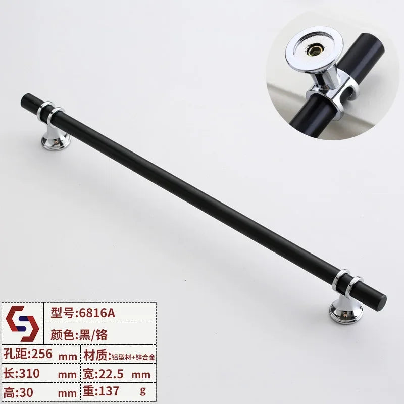 Modern T-Bar Cabinet Knobs and Handles – Sleek and Decorative Design Black silver 256 Handles