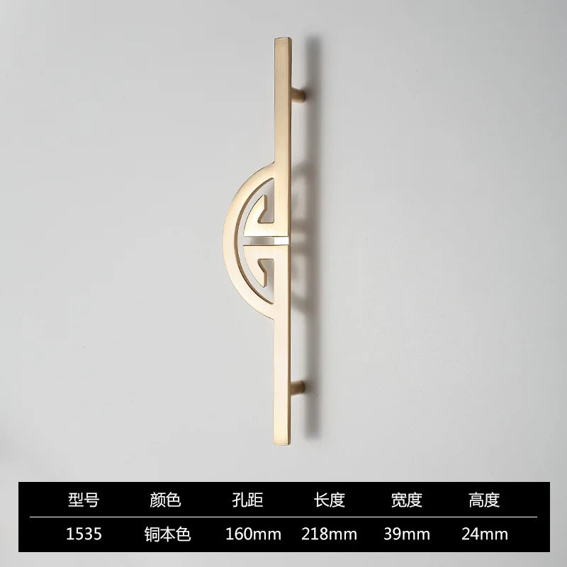 New Chinese-Style Zinc Alloy Cabinet Handles – Elegant Gold Pulls for Wardrobes Drawers and Cupboards Golden-160mm / 1