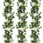 Dlight Decor 180cm Eucalyptus Vine with White Rose Garland