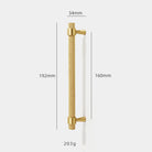 Solid Brass Knurled Furniture Handles – Textured Cabinet Knobs and Wardrobe Pull Bars 192mm Handles