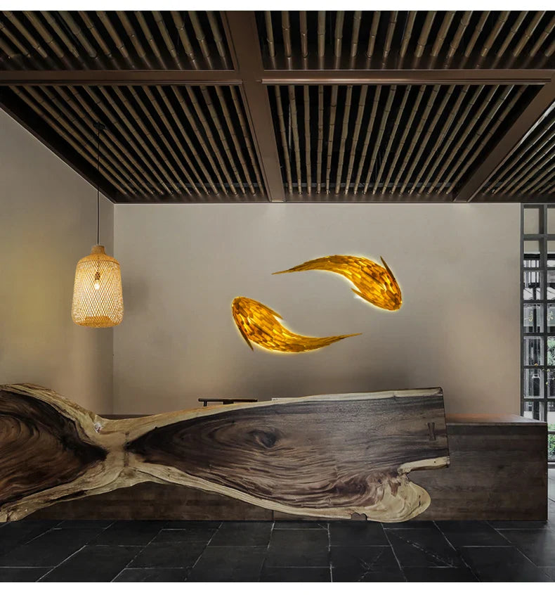 Dlight Decor Japanese Fish Wall Lamp Sculpture Wall Art