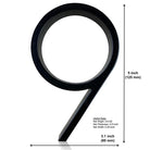 125mm 3D Black Zinc House Numbers – Arabic Numerals with Floating Doorplate Holder 9 / 125MM Brass Letters
