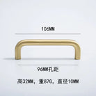 Solid Brass Cabinet Handles - Modern Golden Drawer Pulls for Dresser Wardrobe and Kitchen Cupboards Golden 96mm