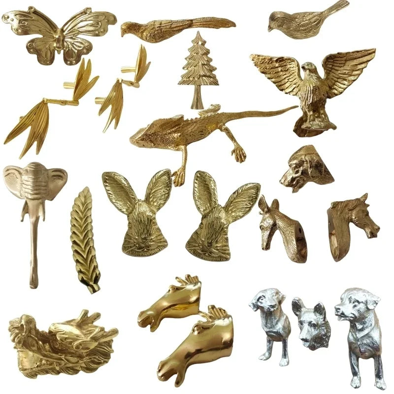 Luxury Brass Solid Handle Pure Copper Animal Shape High-grade Gold Wardrobe Dresser Drawer Cabinet Pulls Furniture