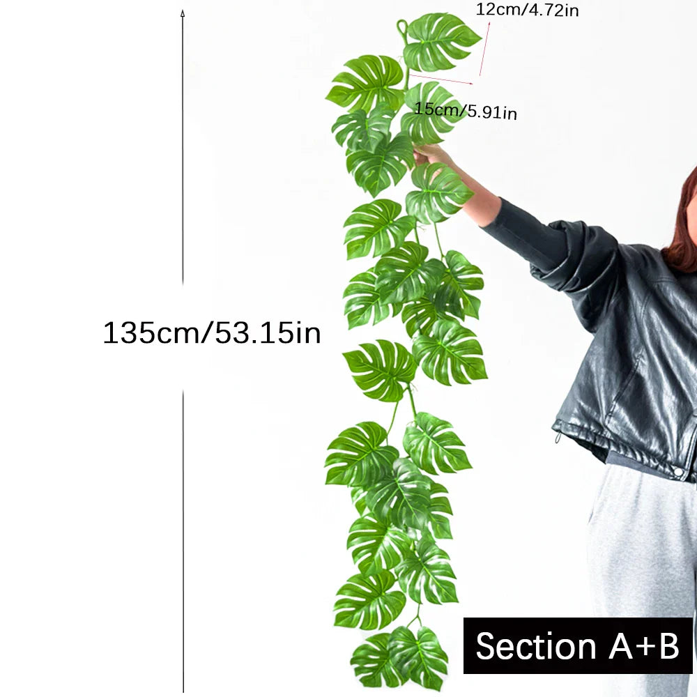 Dlight Decor 180cm Hanging Monstera Vine with Turtle Leaves