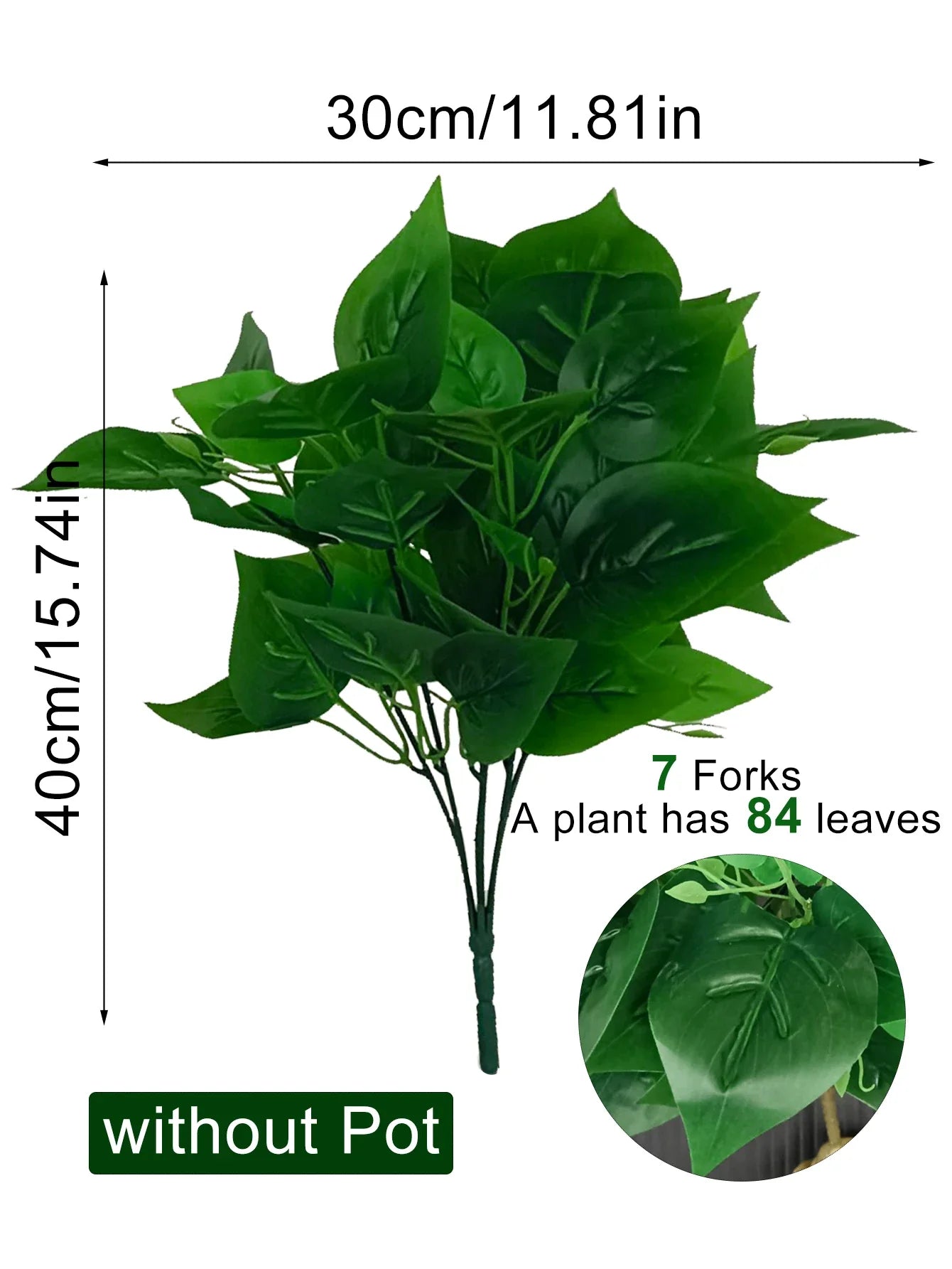 Dlight Decor 50cm Scindapsus Green Plant for Indoor Floor Display 40cm 7Fork 84Leaves