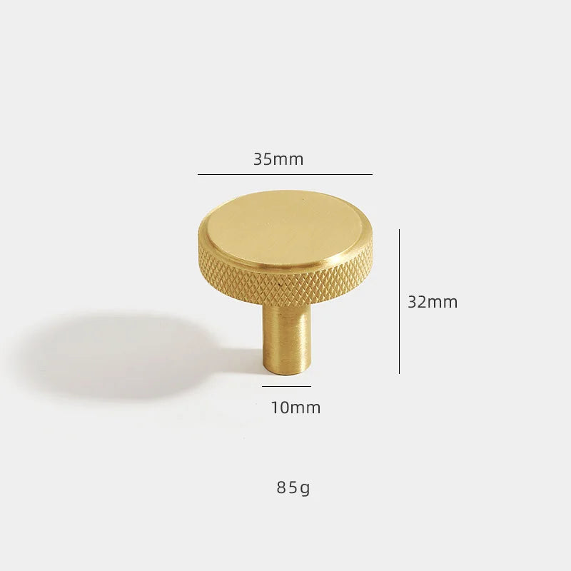 Solid Brass Knurled Furniture Handles – Textured Cabinet Knobs and Wardrobe Pull Bars 35mm knob Handles