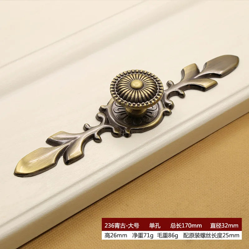Retro Bronze Cabinet Handles - Antique Metal Kitchen Door Pulls and Wardrobe Knobs 128mm 236-Large Handles